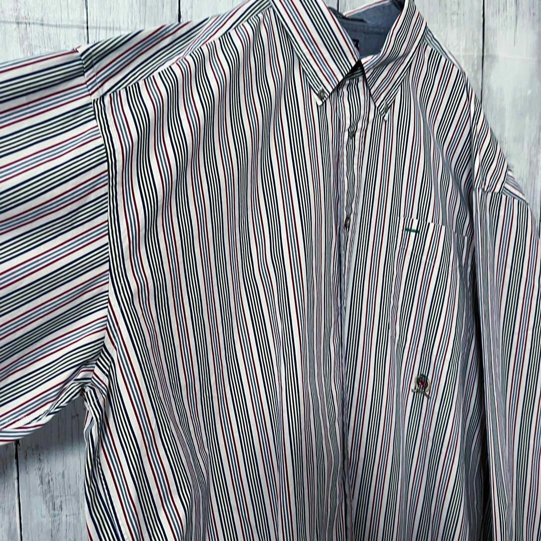 TOMMY HILFIGER(トミーヒルフィガー)の90sビンテージ古着　トミーヒルフィガーマルチカラープリントストライプBDシャツ メンズのトップス(シャツ)の商品写真