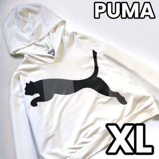 プーマ(PUMA)の【オーバーサイズ✨フロントロゴ】　PUMA　プルオーバーパーカー　白　XL(パーカー)