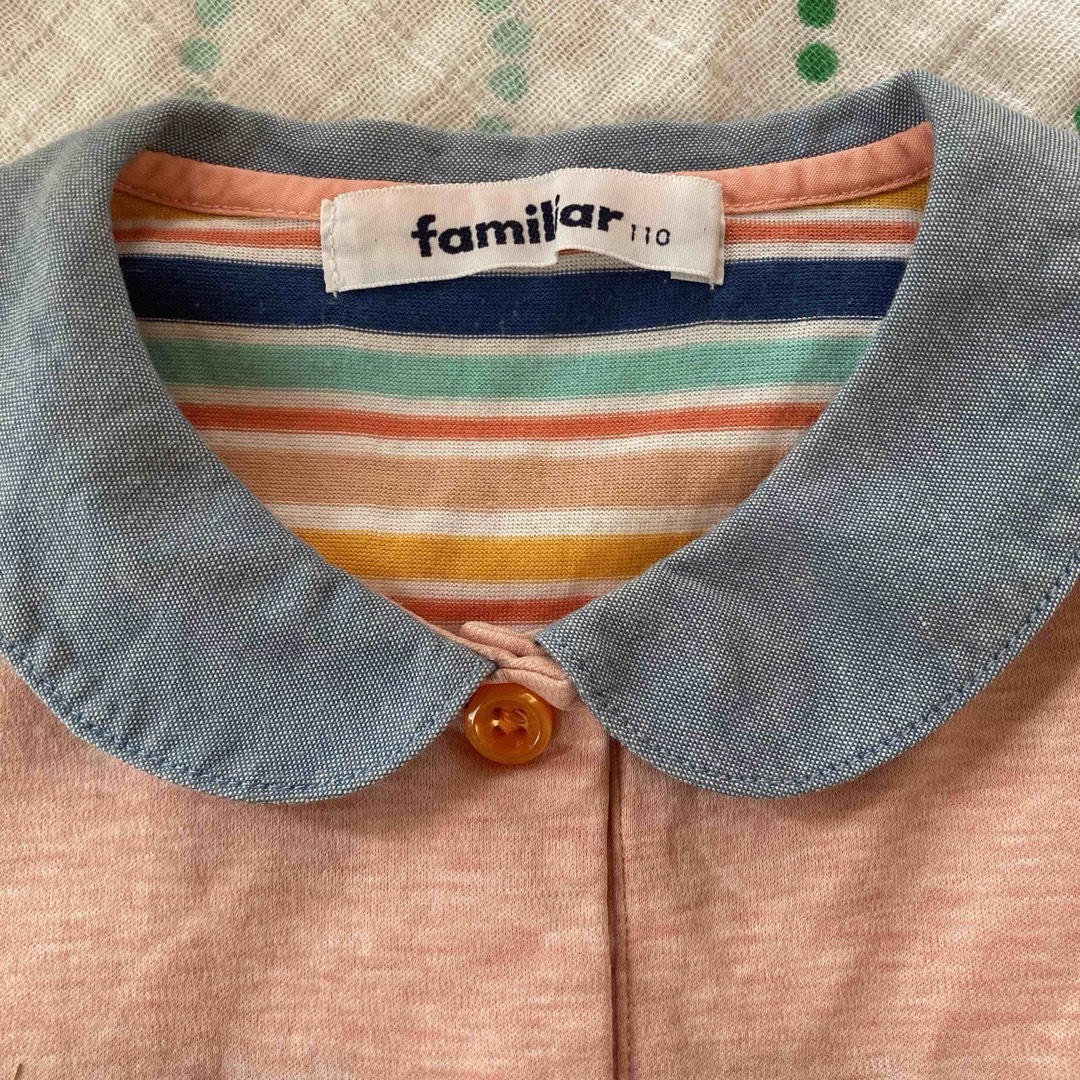 familiar(ファミリア)の110センチ　ファミリア　襟付きボーダーワンピース キッズ/ベビー/マタニティのキッズ服女の子用(90cm~)(ワンピース)の商品写真