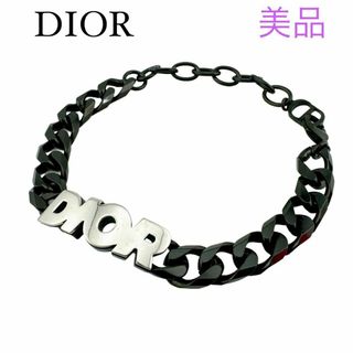 クリスチャンディオール(Christian Dior)の美品✨クリスチャンディオール DIOR チェーンリンク ブレスレット ブラック(ブレスレット/バングル)