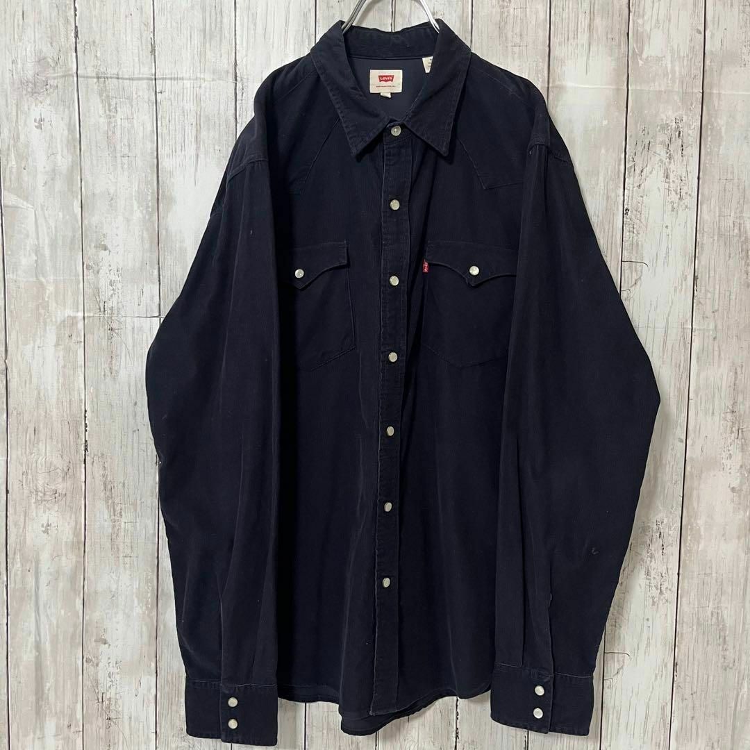 Levi's(リーバイス)のアメリカ古着　LEVI'Sリーバイス　コーデュロイウエスタンシャツ　サイズL 黒 メンズのトップス(シャツ)の商品写真