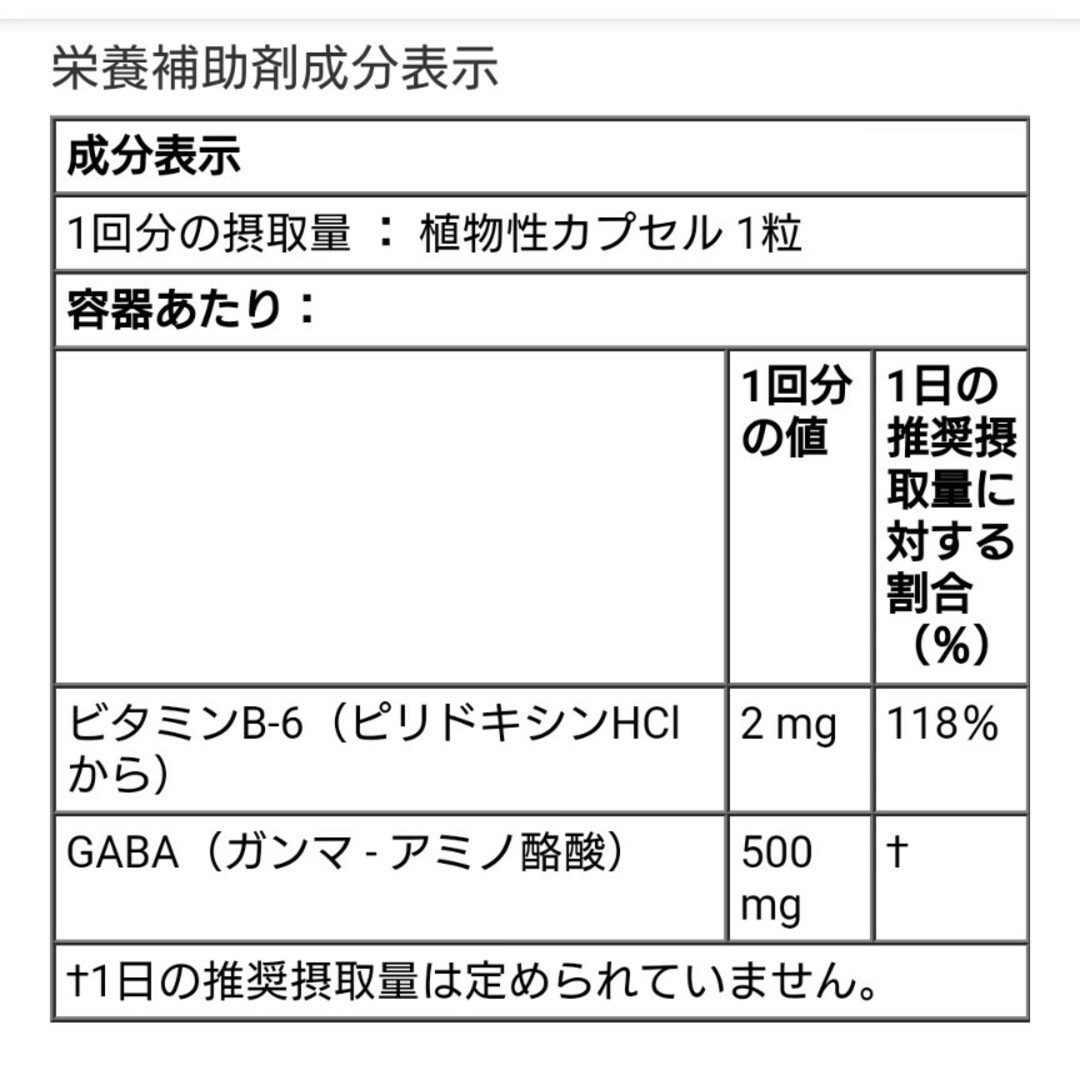 ガンマアミノ酸GABA500mg 食品/飲料/酒の健康食品(その他)の商品写真