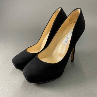 ジミーチュウ(JIMMY CHOO)の4c8-2 JIMMY CHOO ジミーチュウ イタリア製 ハイヒール パンプス シューズ 38 ブラック スエード レザー MADE IN ITALY(ハイヒール/パンプス)