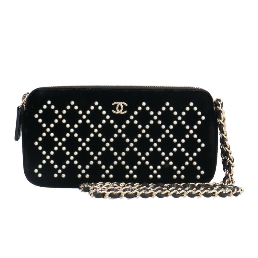 CHANEL(シャネル)のシャネル ベロアパール マトラッセ ウォレットチェーン ベロア レディース CHANEL  中古 メンズのファッション小物(ウォレットチェーン)の商品写真