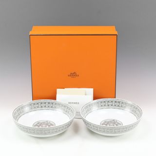 エルメス(Hermes)の【HERMES】エルメス モザイク ヴァンキャトル プラチナ 17cm シリアルボウル 2個 _ 食器(食器)