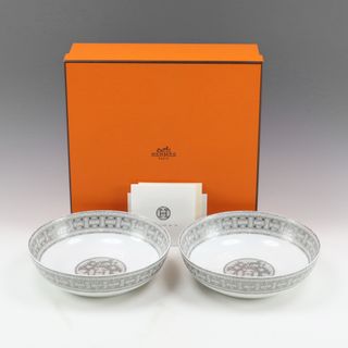 エルメス(Hermes)の【HERMES】エルメス モザイク ヴァンキャトル プラチナ 17cm シリアルボウル 2個 035014P _ 食器(食器)