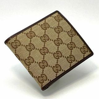 グッチ(Gucci)の【未使用に近い】グッチ GGキャンバス　薄くてコンパクト　二つ折り財布(財布)