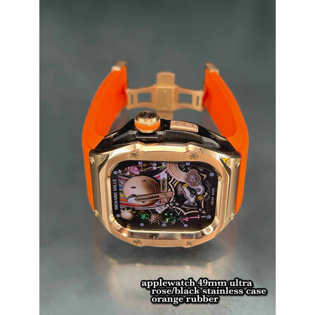 49mm ローズ/ブラック ステンレス ケース オレンジラバーベルト メンズの時計(その他)の商品写真
