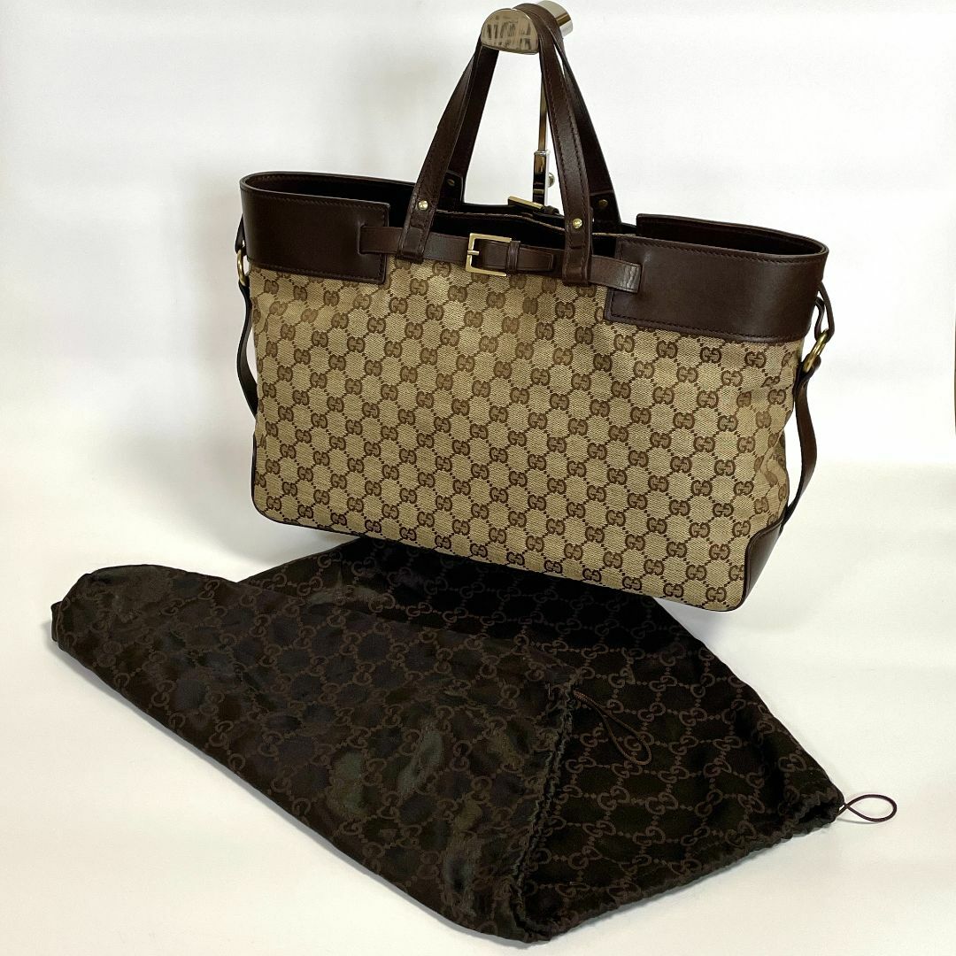 Gucci(グッチ)のグッチ　ヴィンテージ　GGキャンバス　たっぷり収納　ハンドバッグ　トートバッグ レディースのバッグ(ハンドバッグ)の商品写真