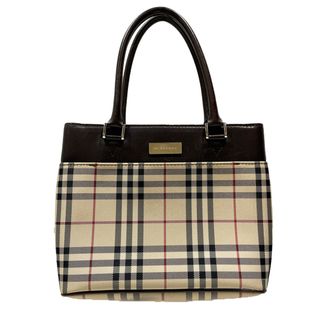 バーバリー(BURBERRY)のBURBERRY ハンドバッグ ロゴ プレート ノバチェック ミニ キャンバス レザー(ハンドバッグ)