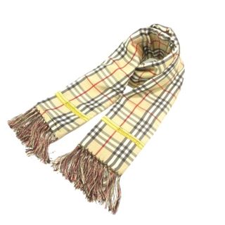 バーバリー(BURBERRY)のバーバリー マフラー カシミヤ混 ノバチェック フリル シルク ウール 厚手 茶(マフラー/ショール)