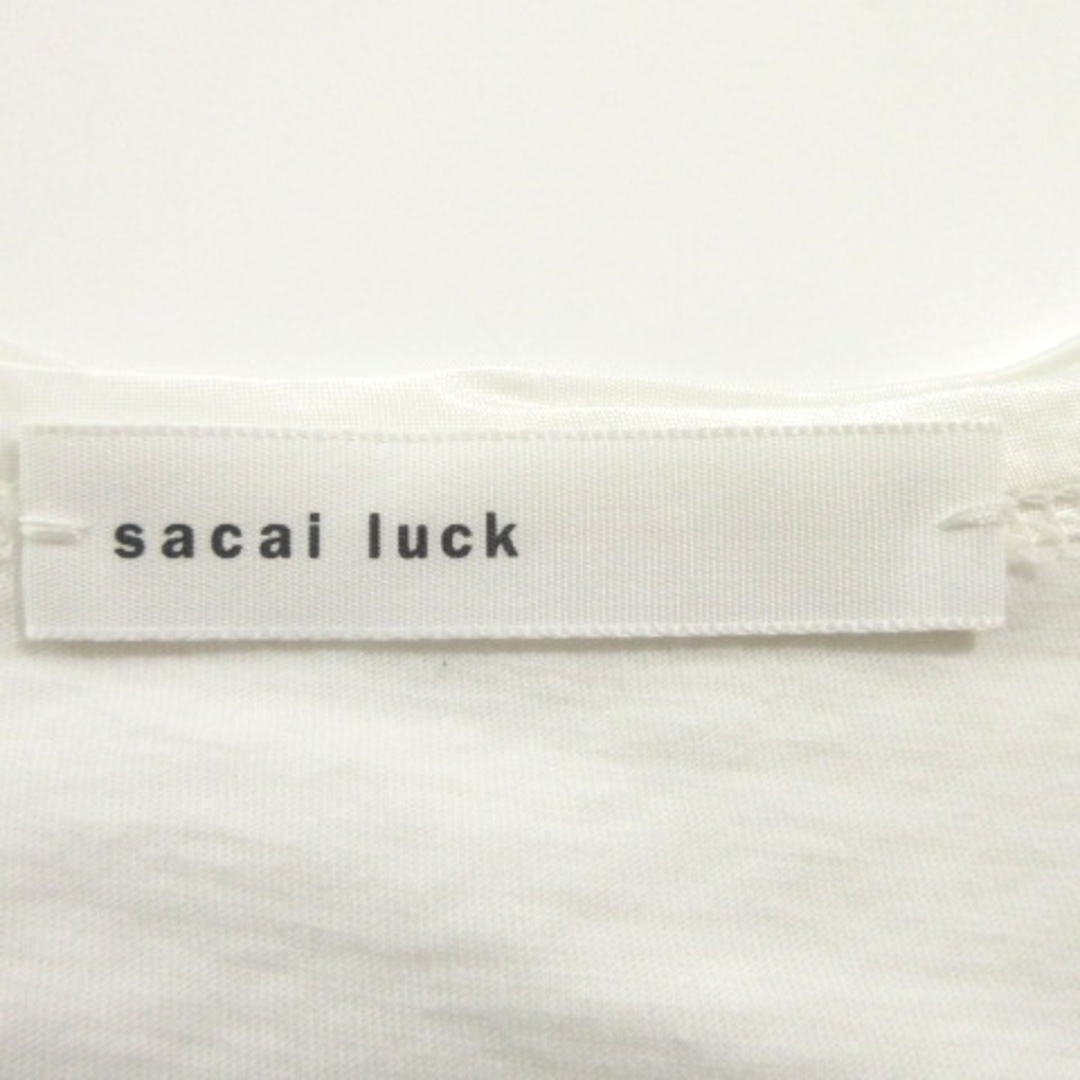 sacai luck(サカイラック)のサカイラック 切替 半袖 カットソー Tシャツ レース 短丈 薄手 1 約S 白 レディースのトップス(カットソー(半袖/袖なし))の商品写真