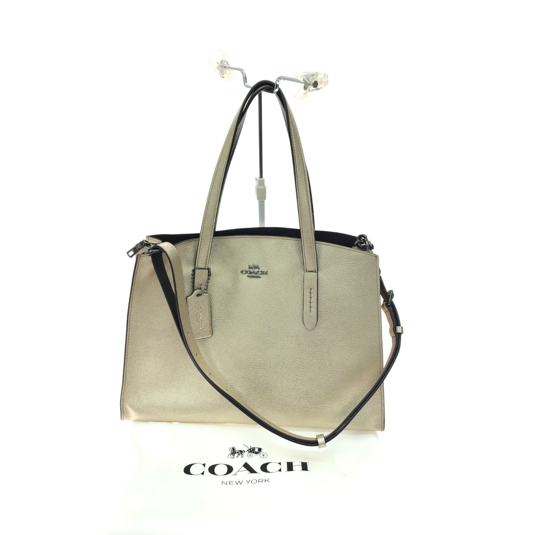 COACH(コーチ)の▼▼COACH コーチ レディース トートバッグ メタリック レザー チャーリー キャリーオール プラチナ 31037 ゴールド レディースのバッグ(トートバッグ)の商品写真