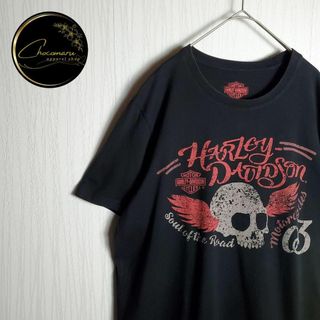 ハーレーダビッドソン(Harley Davidson)のハーレーダビッドソン Tシャツ ブラック 黒 スカル ドクロ ビンテージ 古着(Tシャツ/カットソー(半袖/袖なし))