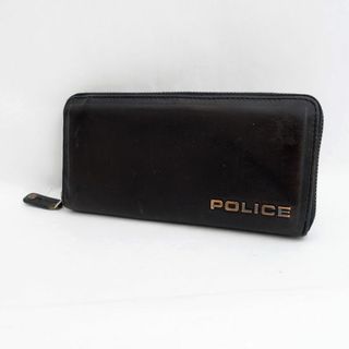 ポリス(POLICE)のPOLICE / ポリス ◆ラウンドファスナー長財布/ロゴプレート/レザー/ブラック 【財布/サイフ/ウォレット/wallet/コイン】 メンズファッション【中古】 [0220481313](長財布)