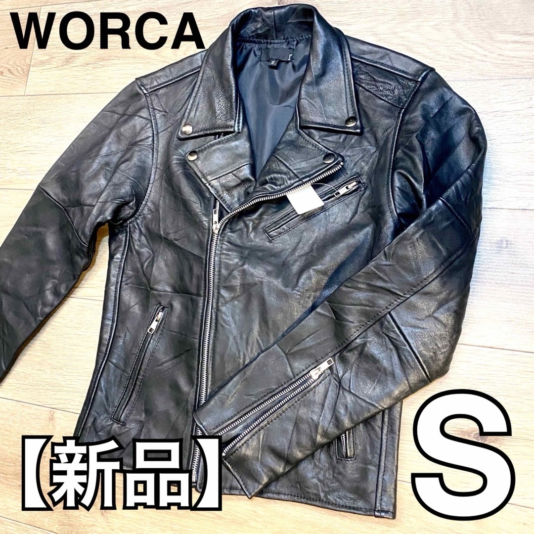 【新品】WORCA 本革 ダブルライダースジャケット S ブラック  メンズのジャケット/アウター(ライダースジャケット)の商品写真