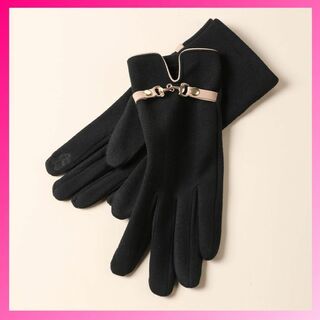 ブラック　手袋　レディース　ベルト　チェーン　シンプル　大人　カジュアル　綺麗め(手袋)