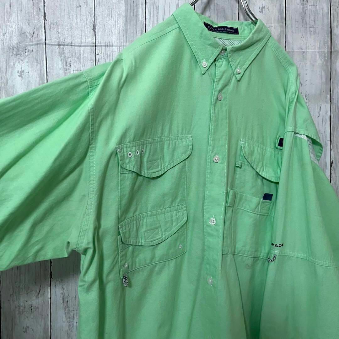Columbia(コロンビア)のアウトドア古着　コロンビアPFG 2WAYフィッシングBDシャツ　緑　グリーン メンズのトップス(シャツ)の商品写真