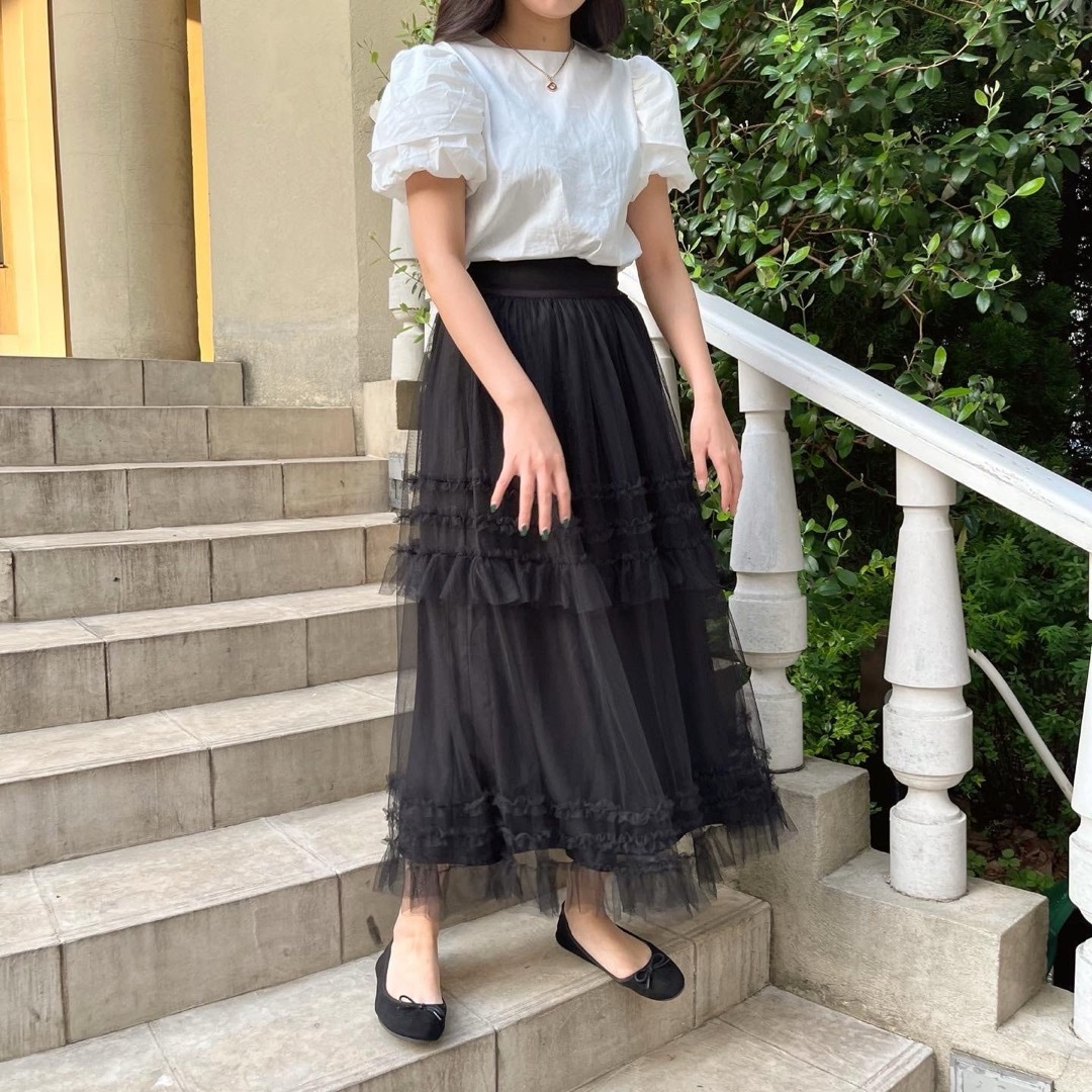 Desir original double frill tulle skirt レディースのスカート(ロングスカート)の商品写真