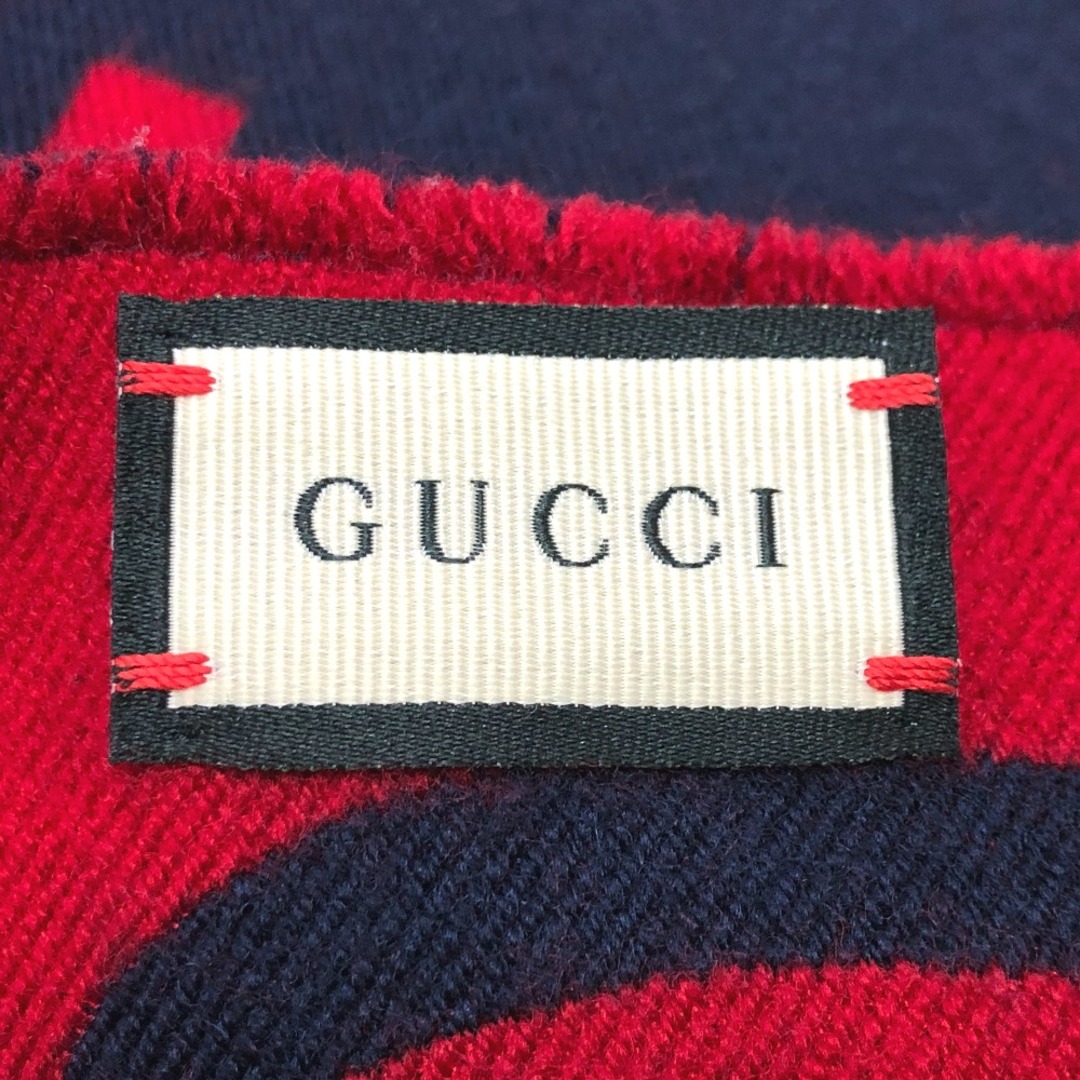 Gucci(グッチ)のグッチ GUCCI ジャガード 495592 GG柄 ロゴ マフラー ウール ネイビー/レッド メンズのファッション小物(マフラー)の商品写真
