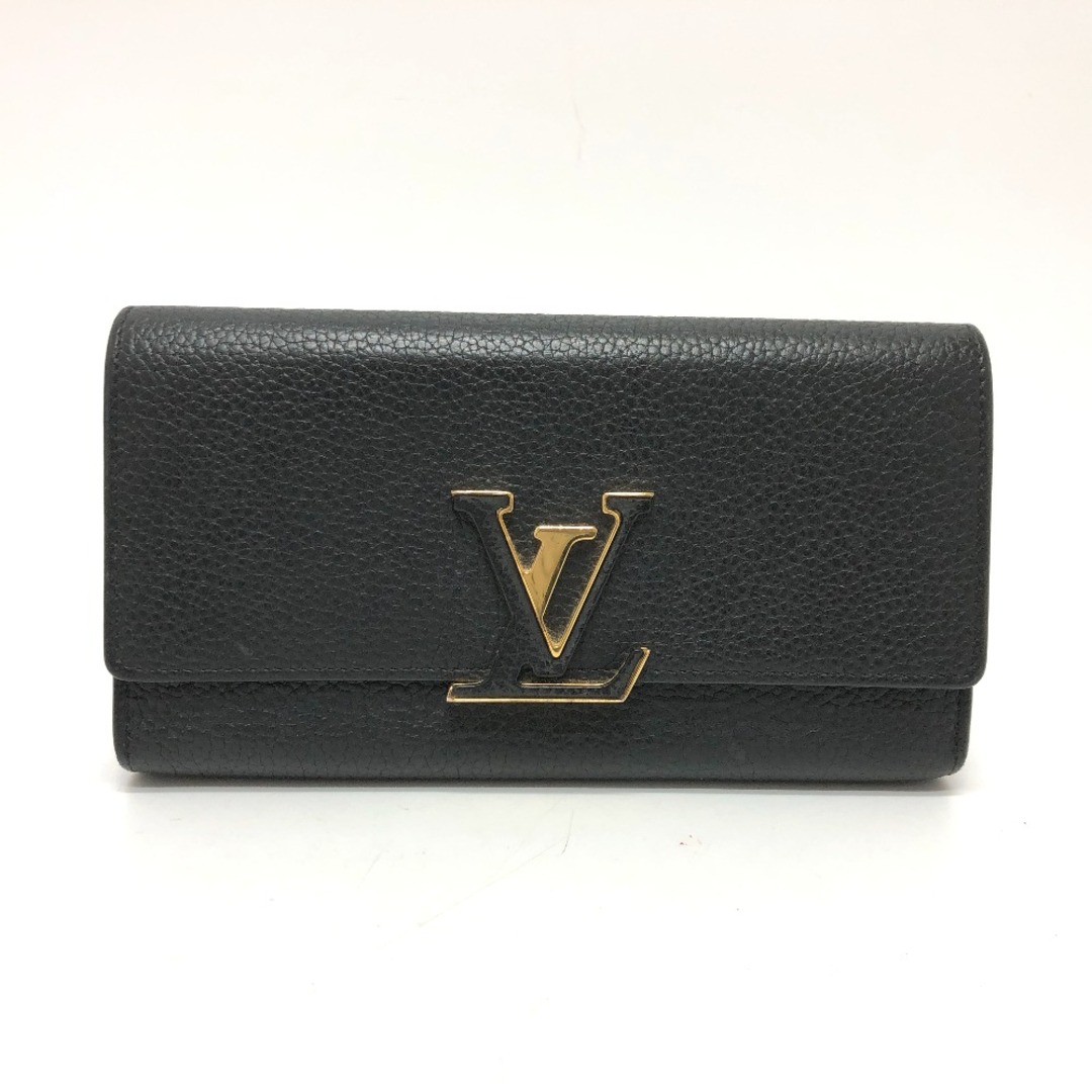 LOUIS VUITTON(ルイヴィトン)のルイヴィトン LOUIS VUITTON ポルトフォイユ カプシーヌ M61248 LVロゴ 二つ折り 長財布 トリヨンレザー ブラック レディースのファッション小物(財布)の商品写真