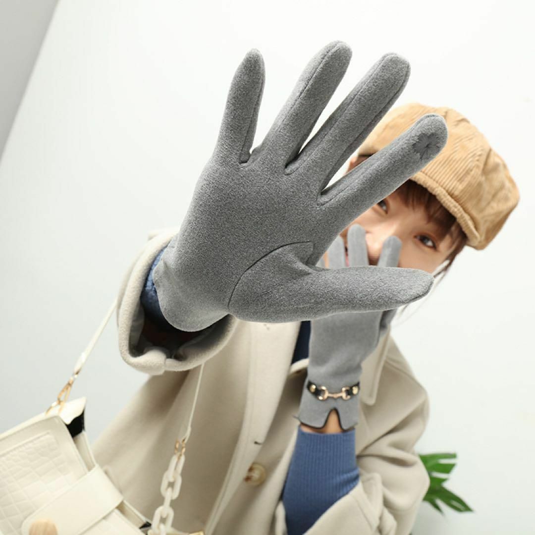 グレー　エレガント♡レディース手袋　チェーンベルト　スマホも触れる　大人　お洒落 レディースのファッション小物(手袋)の商品写真