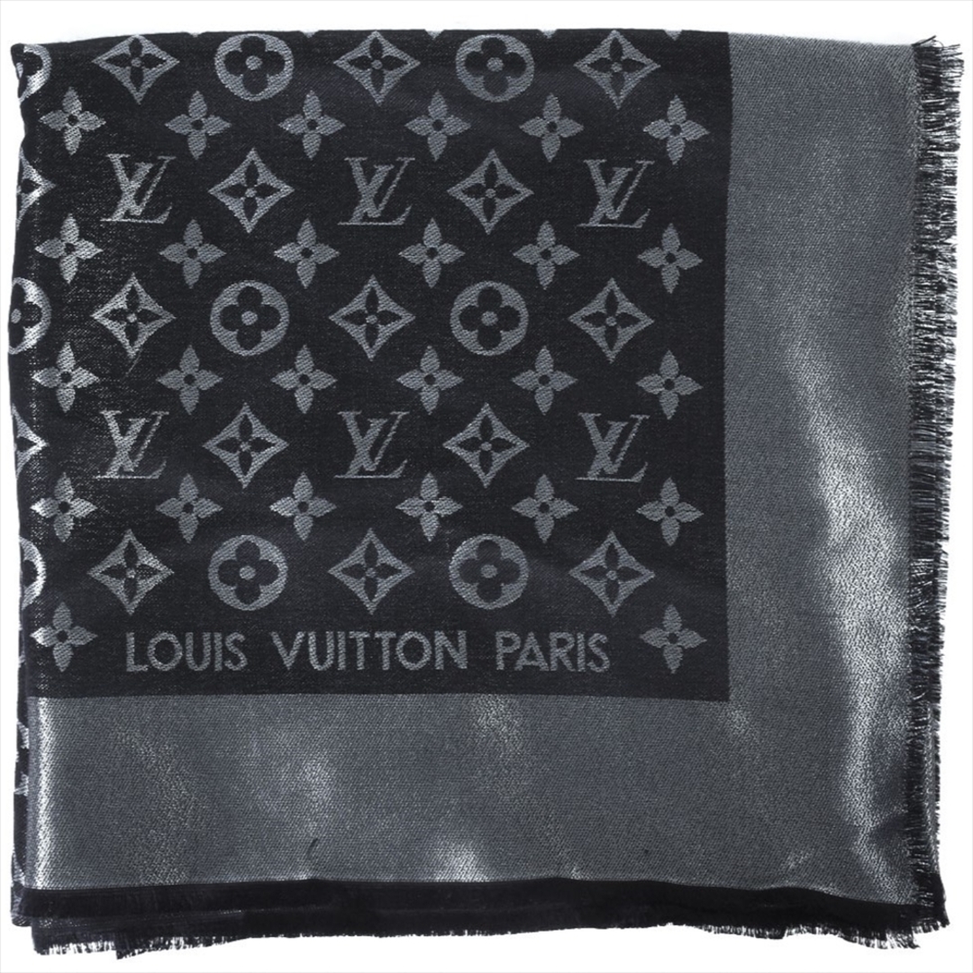 LOUIS VUITTON(ルイヴィトン)のルイヴィトン LOUIS VUITTON ショール シルク レーヨン ウール 142cm M75123 ノワール ユニセックス【中古】 レディースのファッション小物(ストール/パシュミナ)の商品写真