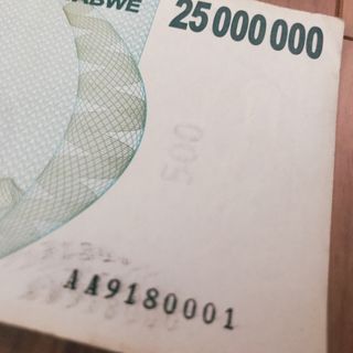 未使用級 2008年 ジンバブエドル紙幣 2500万ドル エラー紙幣(印刷物)