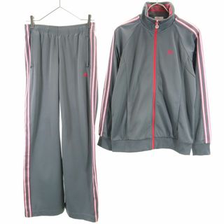 アディダス(adidas)のアディダス トレーニングジャージ 上下 セットアップ M グレー×レッド adidas CLIMALITE スポーツ レディース 古着 【240308】(トレーニング用品)