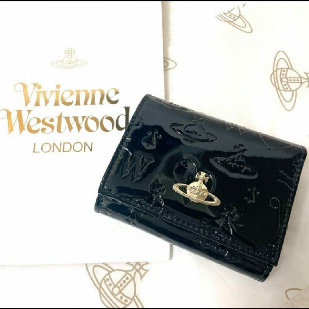 Vivienne Westwood エナメル ブラック 三つ折財布 プレゼント