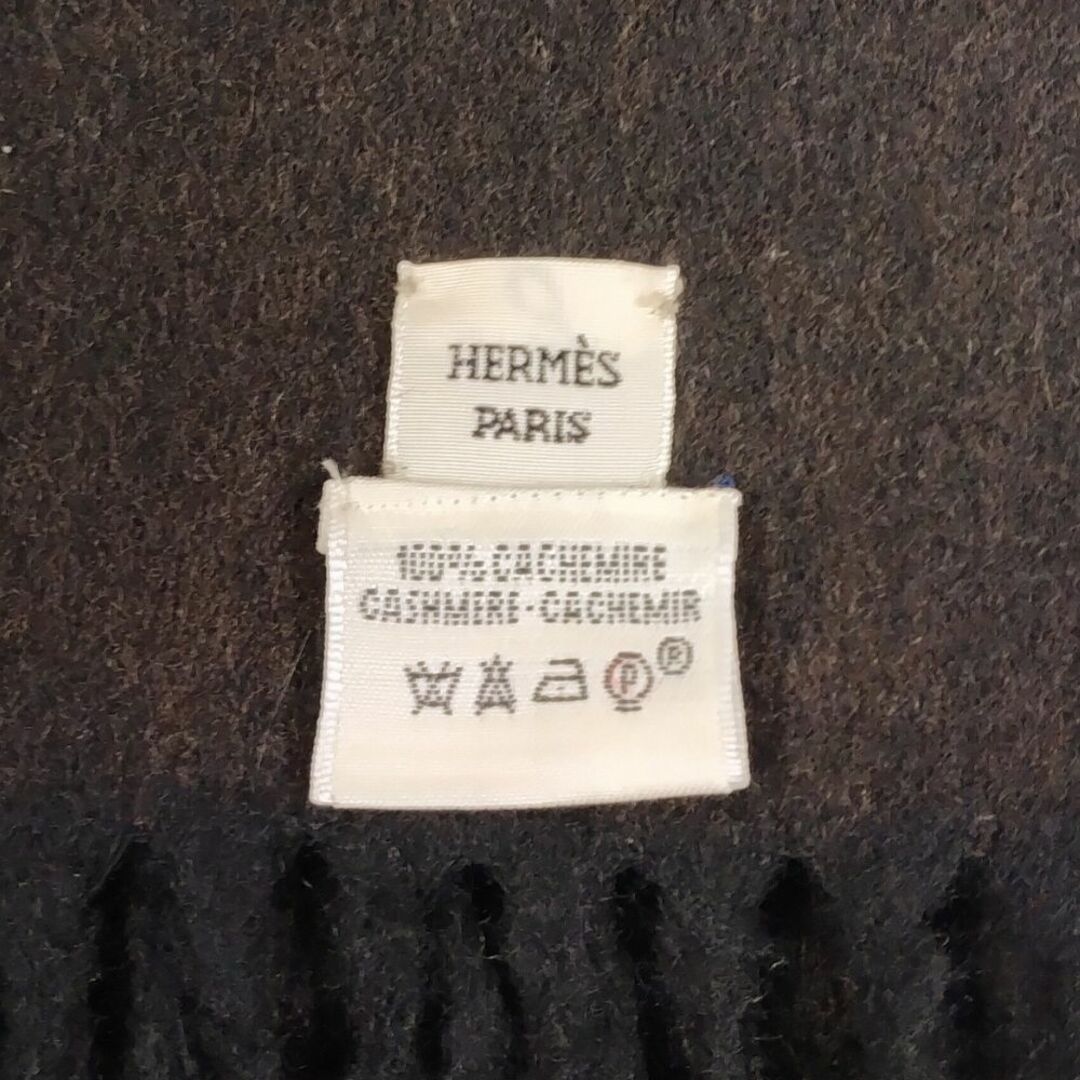 Hermes(エルメス)のHERMES エルメス カシミヤ100％ ダブルフェイス スカーフマフラー 茶/黒 正規品 / 33690 レディースのファッション小物(マフラー/ショール)の商品写真