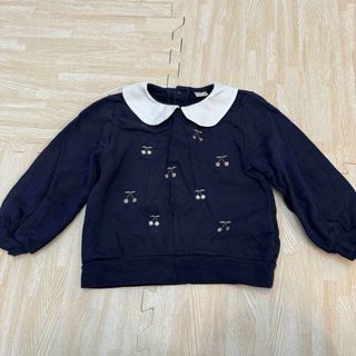 バースデイシンプルボーダーTシャツ長袖子供服90ホワイトブラックド