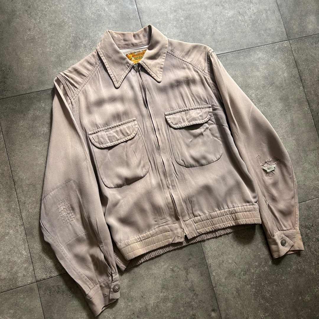 50s60s windbreaker ギャバジャン 36-38 ピンクベージュ メンズのジャケット/アウター(ブルゾン)の商品写真