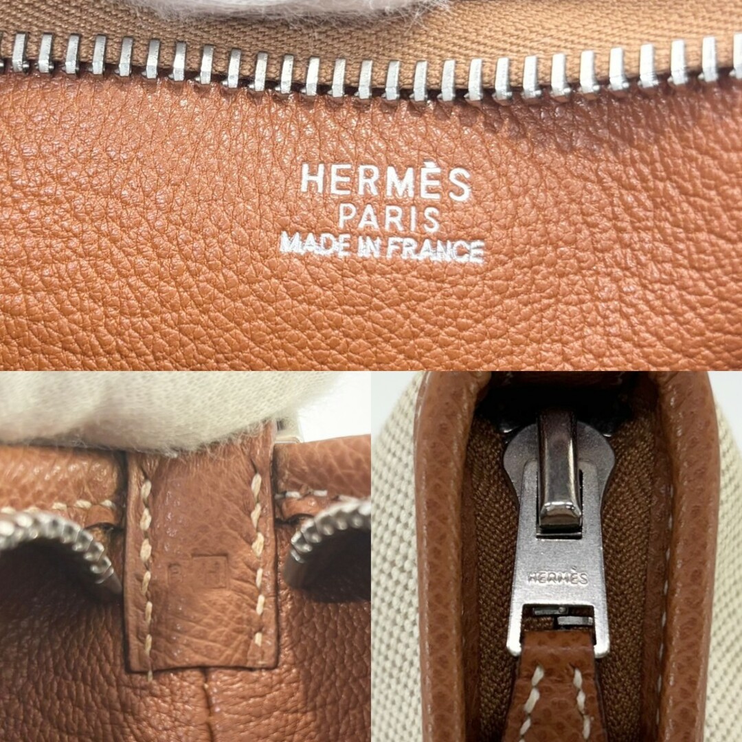 Hermes(エルメス)のHERMES エルメス ショルダーバッグ ベルランゴ 肩掛け かばん 鞄 □H刻印 トワルアッシュ  レザー   ベージュ ブラウン 茶 シルバー金具 レディース 2004年【中古品】 レディースのバッグ(ショルダーバッグ)の商品写真