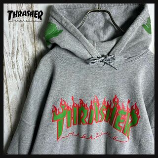 スラッシャー(THRASHER)の【人気デザイン】スラッシャー☆ラブラットコラボパーカー ファイアーセンターロゴ(パーカー)