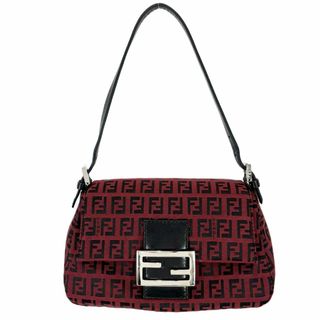 フェンディ(FENDI)の【限定価格】FENDI フェンディ ハンドバッグ ズッキーノ ミニマンマバケット Mamma Bucket 小さめ 鞄 かばん 8BR180 キャンバス  レザー   レッド 赤 ブラック 黒 シルバー金具 レディース【中古品】(ハンドバッグ)