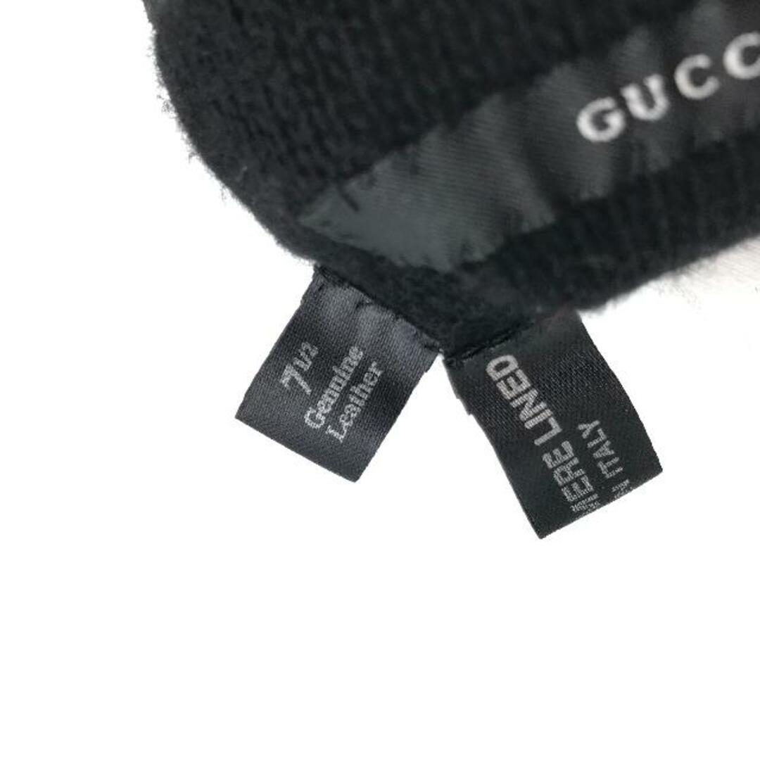 Gucci(グッチ)の美品 GUCCI グッチ グローブ レザー シェリー ライン 手袋 ブラック レディース a2331 レディースのファッション小物(手袋)の商品写真