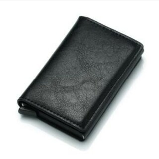 財布 スライドケース 名刺入れ ブラック カードケース レザー 便利(名刺入れ/定期入れ)