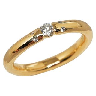 美品 K18YG イエローゴールド リング 指輪 ダイヤ 0.10ct ダイヤ 0.03ct 【1-0141313】(リング(指輪))