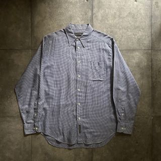 バナナリパブリック(Banana Republic)の90s バナナリパブリック 千鳥格子柄 チェックシャツ ブルー×ホワイト M(シャツ)