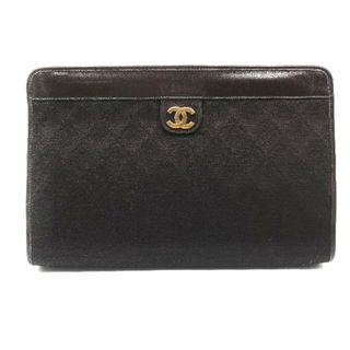 シャネル(CHANEL)の美品 CHANEL シャネル ココマーク マトラッセ コットンジャージ クラッチ バッグ ブラウン a2687(クラッチバッグ)