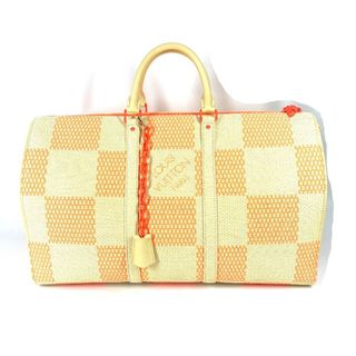 ルイヴィトン(LOUIS VUITTON)のルイヴィトン LOUIS VUITTON キーポルバンドリエール50 M57419 ダミエジャイアント  2WAY ショルダーバッグ トラベルバッグ ボストンバッグ ラフィア オレンジ 美品(ボストンバッグ)