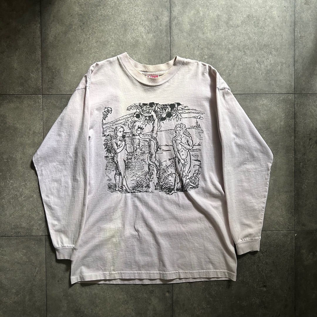 90s qtees キューティーズ ロンt USA製 L ライトピンク メンズのトップス(Tシャツ/カットソー(七分/長袖))の商品写真