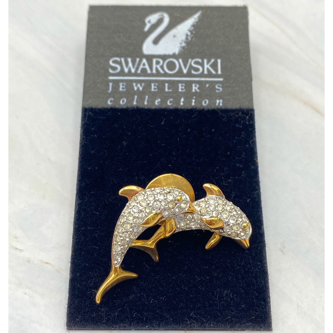 SWAROVSKI - SWAROVSKI スワロフスキー イルカモチーフ ピンブローチ