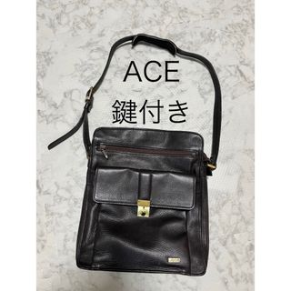 ace. - 美品　ACE エース　クロスボディ　ショルダーバッグ　鍵付き　メンズ　革　茶