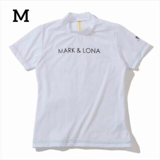 マークアンドロナ(MARK&LONA)の【新品】マークアンドロナ　半袖モックネック　トップス　バッグライン　ホワイト　M(ウエア)