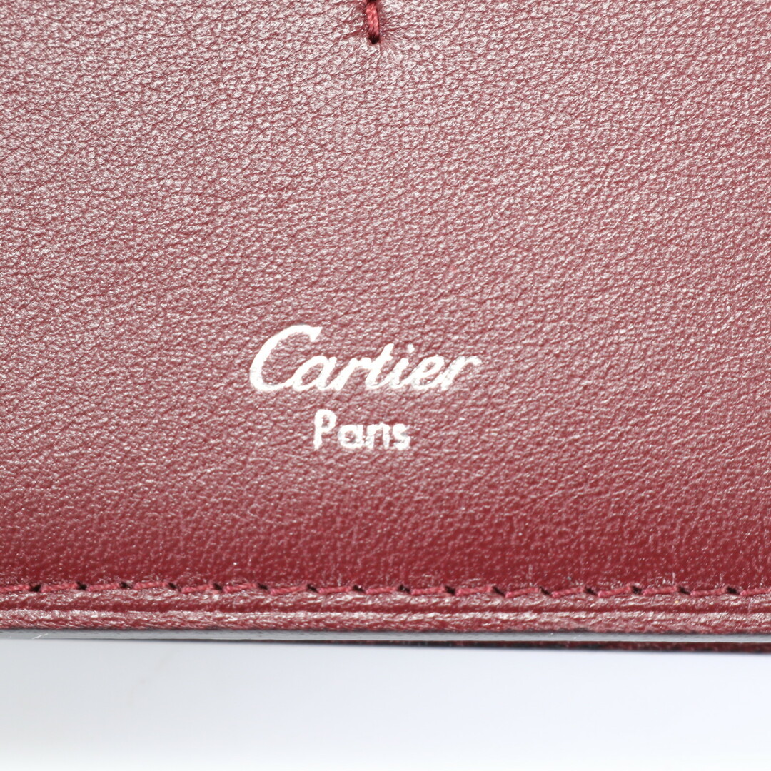 Cartier(カルティエ)の新品同様 カルティエ ギャランティカード付 カボション レザー 長財布 ボルドー ブラック 黒 本革 二つ折り メンズ EEM R16-2 メンズのファッション小物(長財布)の商品写真