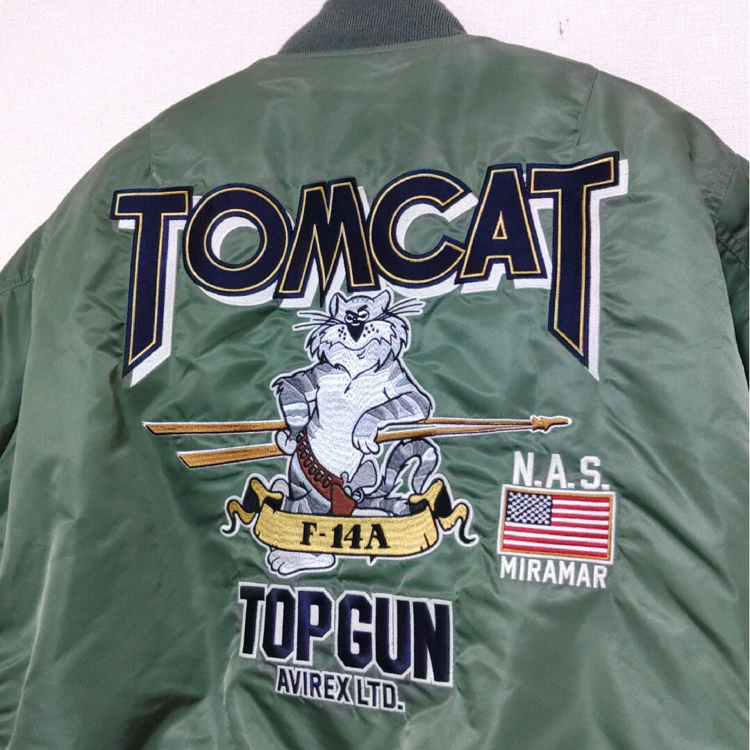 AVIREX - アヴィレックス MA-1 TOP GUN/TOMCAT 刺繍【SAGE☆XL】の通販