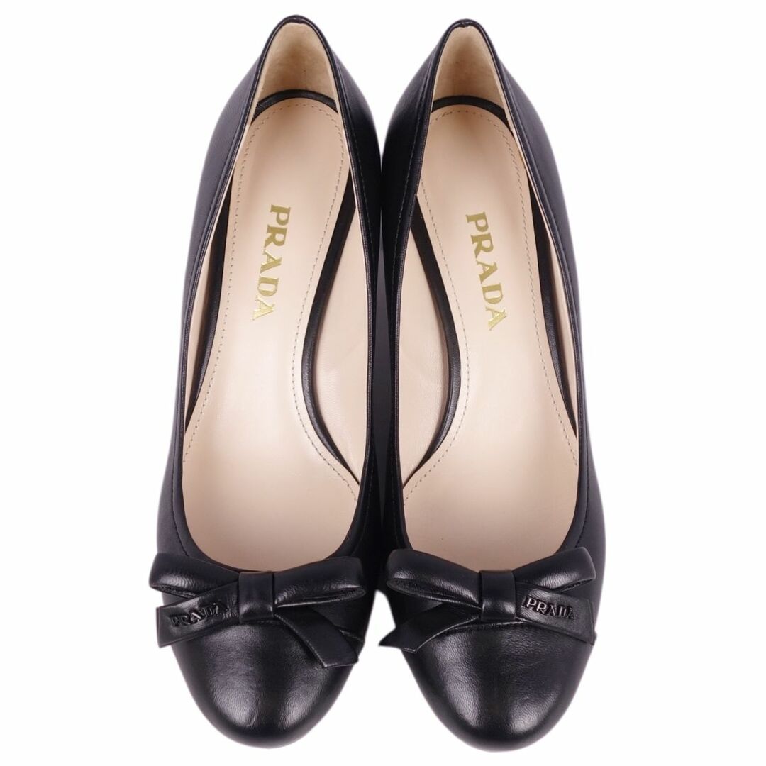 PRADA(プラダ)の美品 プラダ PRADA パンプス リボン カーフレザー ヒール 靴 レディース イタリア製 38.5(25.5cm相当) ブラック レディースの靴/シューズ(ハイヒール/パンプス)の商品写真