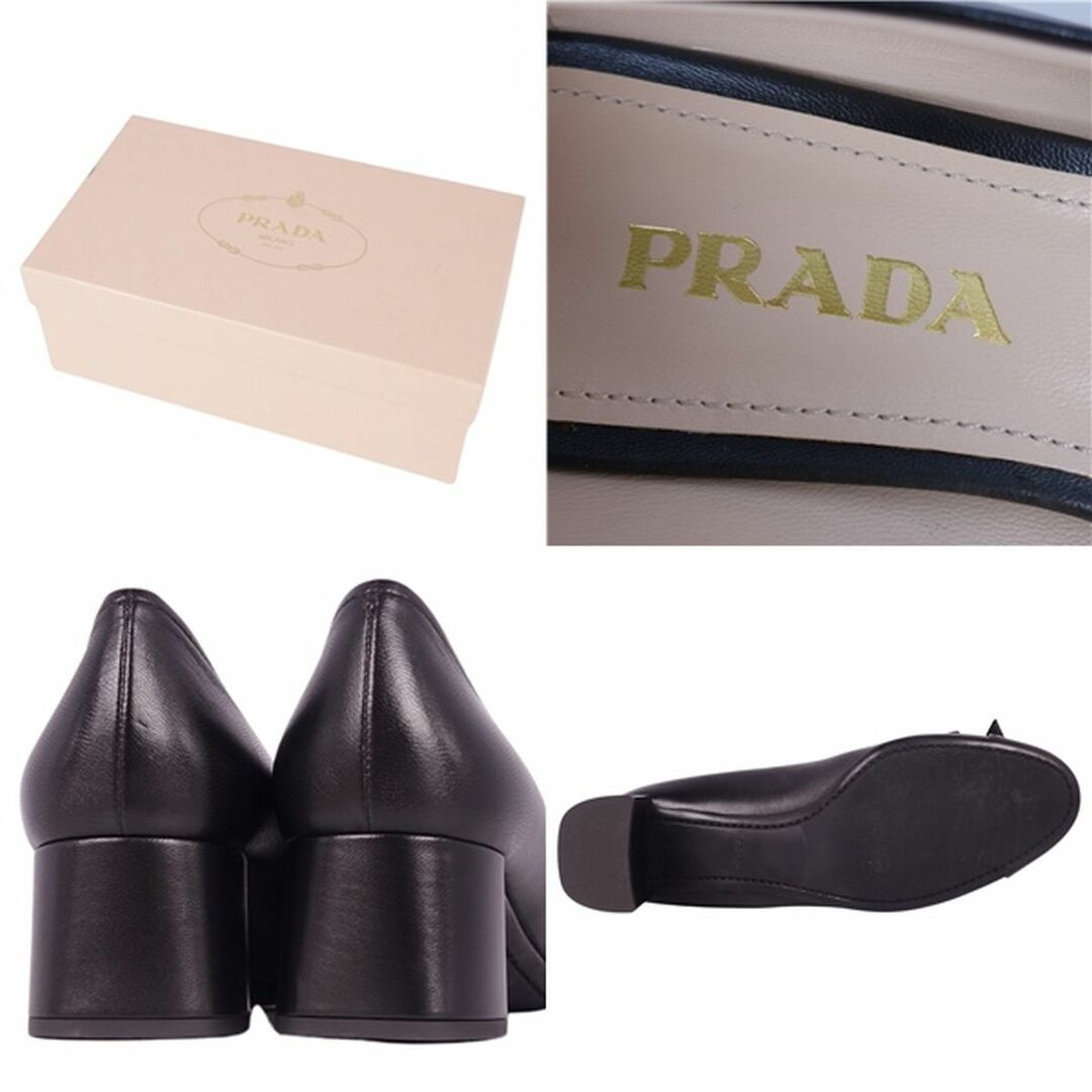 PRADA(プラダ)の美品 プラダ PRADA パンプス リボン カーフレザー ヒール 靴 レディース イタリア製 38.5(25.5cm相当) ブラック レディースの靴/シューズ(ハイヒール/パンプス)の商品写真